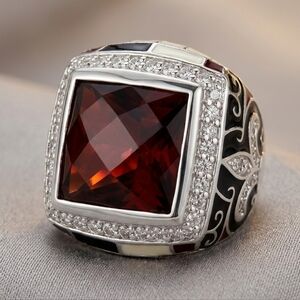 Lauren G Adams Red Stone Cocktail Statement Ring NWT